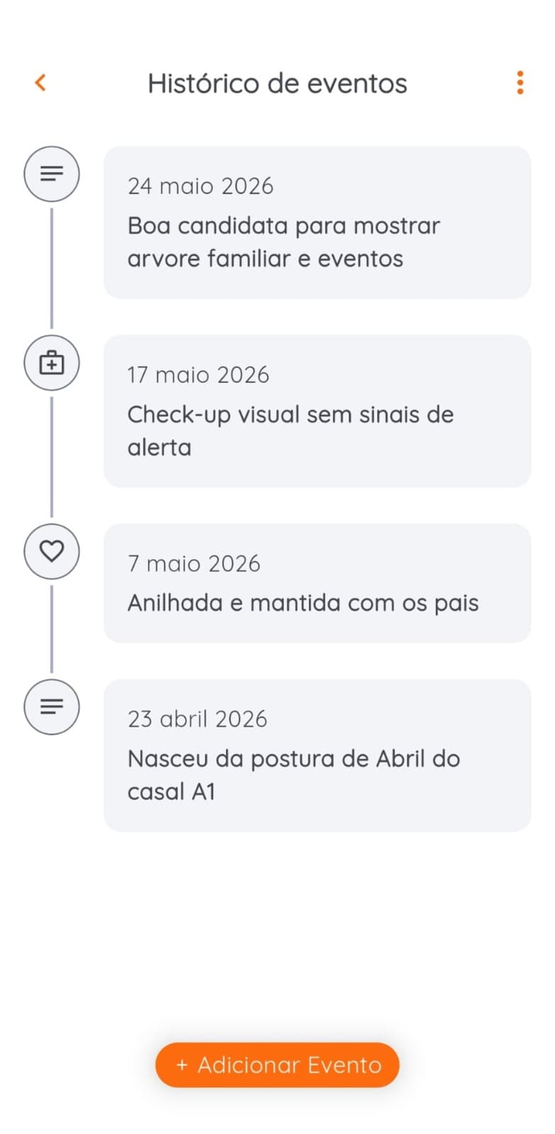 Gudnest app bird event timeline
