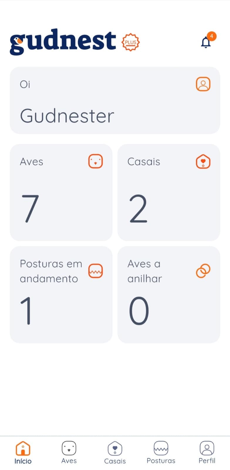 Gudnest app home dashboard